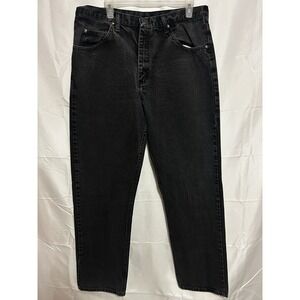 Wrangler Mens 36x34 Black Relaxed Fit Straight Leg Jeans Y2K Denim